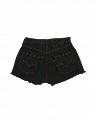 Black denim rough cut shorts back 222