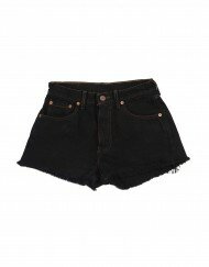 Black denim rough cut shorts front 222