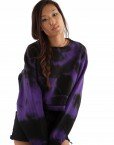 Tie Dye Cropped Sweatshirt purple black front