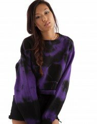 Tie Dye Cropped Sweatshirt purple black front
